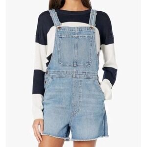 Madewell Light Wash Denim Short Overalls